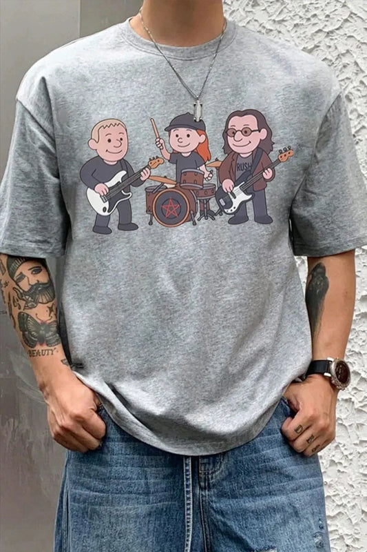 2026 Rush  Band TShirt Mens Womens Cotton Tees Summer Casual Short Sleeve Round Neck Clothing Loose Top Trend Unisex Tee