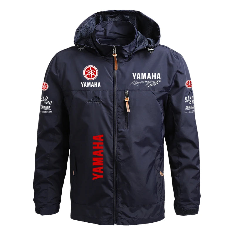 Yamaha Men's Motorcycle Jacket with Windproof and Waterproof Hood, Detachable, Large Size, Spring-Autumn Style, Tactical Jacket
